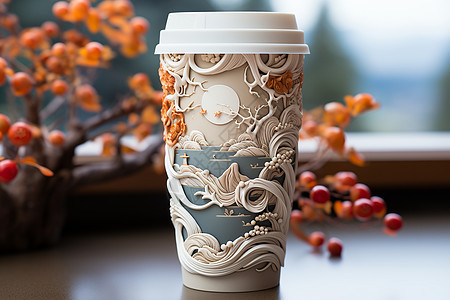 清新文艺的咖啡背景图片