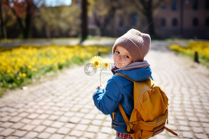 拿花小男孩图片