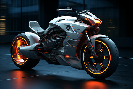 现代城市中3D渲染的摩托车图片