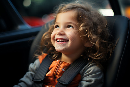 车内开心的小女孩图片