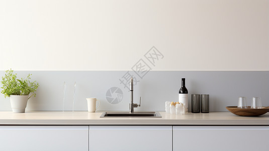 现代公寓厨房桌面图片