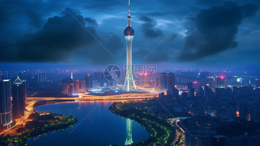 夜景广州塔高清图片下载-正版图片600491194-摄图网