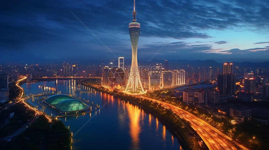 广州塔的夜景高清图片下载-正版图片600491195-摄图网