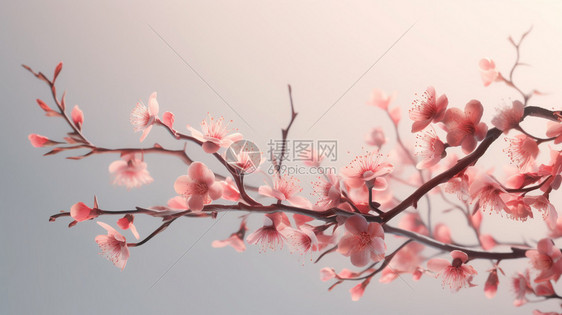 粉色樱花垂直伸展图片