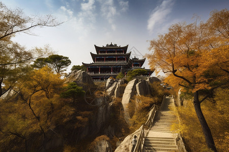 秋天的仙堂山背景