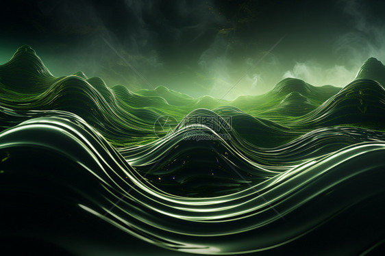抽象的绿色浪花图片