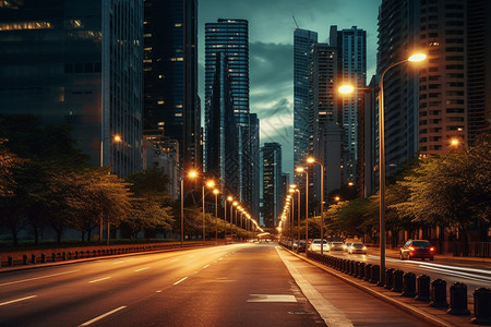 夜晚城市的道路图片