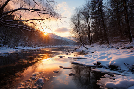 冬日户外河流图片