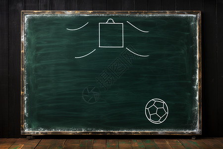 黑板上绘画的足球背景图片
