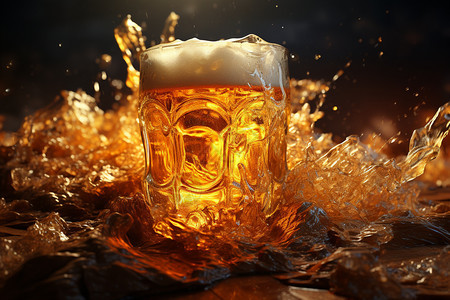 杯子中可口的啤酒图片