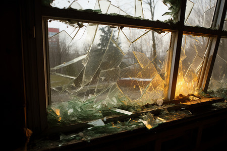窗户破碎的玻璃背景图片