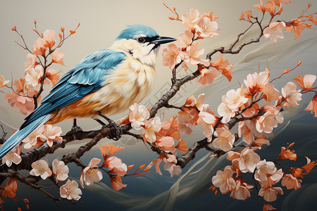 美观的鸟花画背景图片