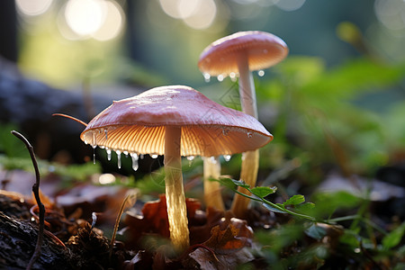 森林里多个蘑菇高清图片