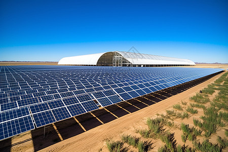 荒漠下巨大的太阳能电池板图片