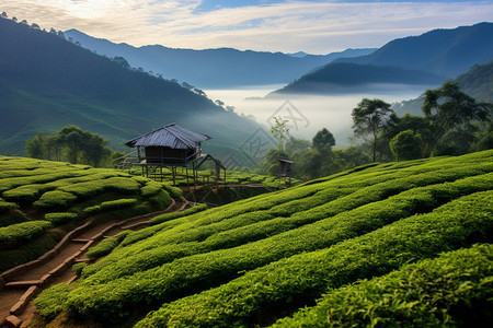 乡村茶园种植背景图片