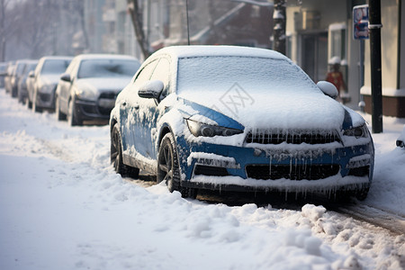 汽车降温积雪的汽车背景