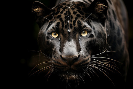 虎视眈眈的黑色猎豹图片