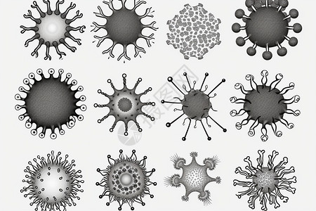 模具类型病毒的不同形态插画