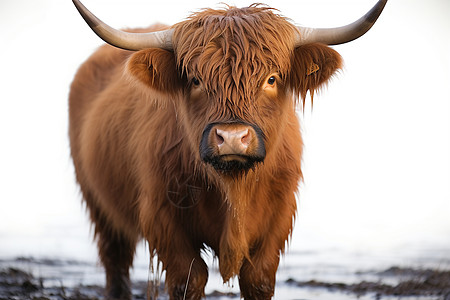 野外的高原牛背景图片