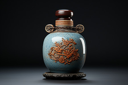 陶瓷酒瓶上的花纹背景图片