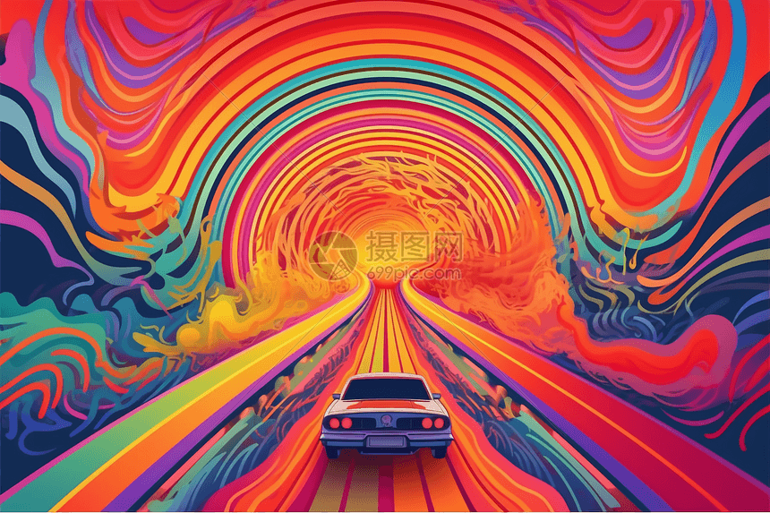 抽象的彩虹隧道图片