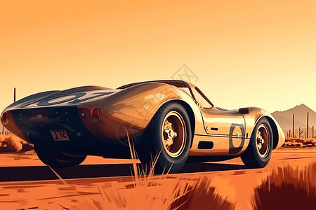 沙漠里的赛车背景图片