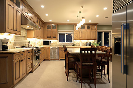 温馨的木质家具厨房装潢图片