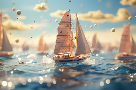 创意逼真海上帆船模型图片