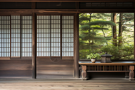 日式木质住宅的障子图片