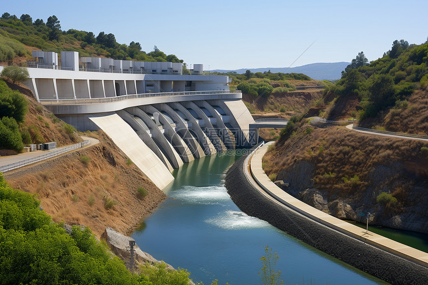 壮观的峡谷水力发电站图片