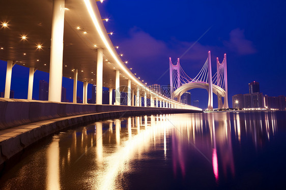 城市的廊桥夜景图片