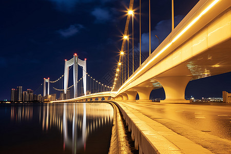 桥梁夜景壮观的都市廊桥背景