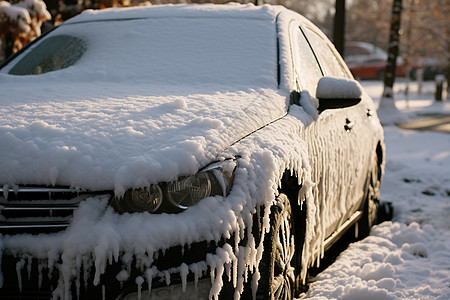 冬日雪景私家车图片