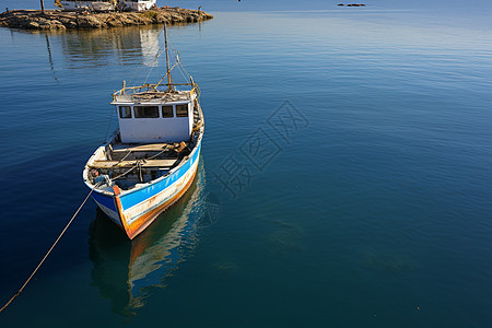 渔船行驶于意大利港口附近的海上图片