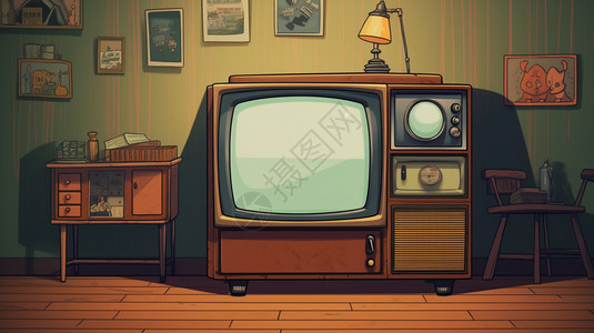 卡通老式电视机背景图片