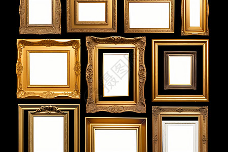 奢华的金色巴洛克风相框背景图片