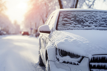冬季户外停靠的汽车背景图片