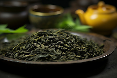清新茶香的新鲜绿茶图片