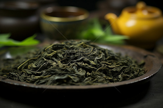 清新茶香的新鲜绿茶图片