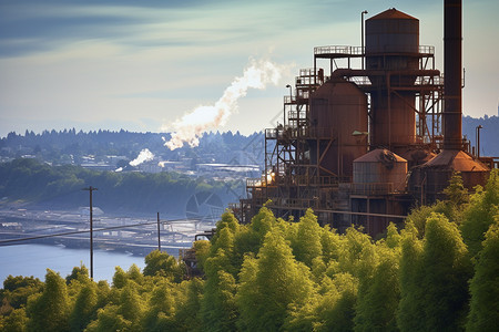 工业化工厂的外部景观图片
