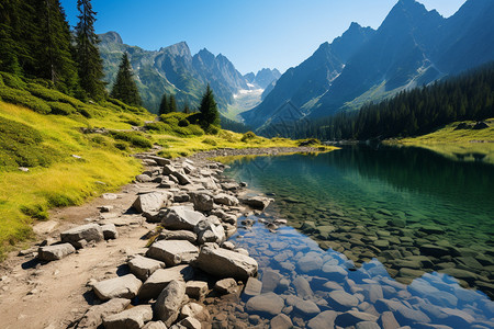 夏季山脉中的美丽景观图片