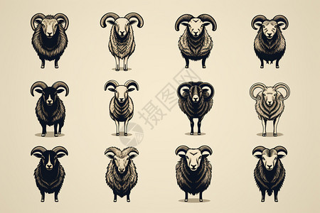 现代线性绵羊图标图片