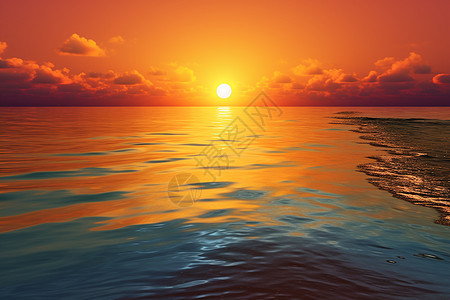 夕阳之下的海洋图片