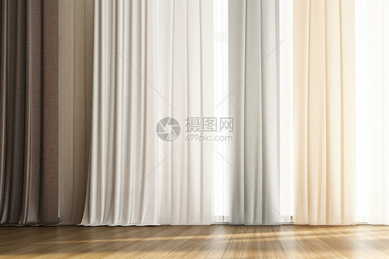 帘子悬挂在房间中图片