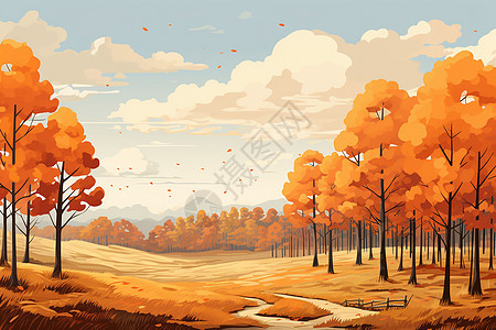 秋天黄色的树木图片