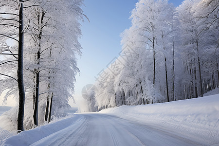 冬天树林冰雪乡村公园背景