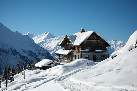 冬日的乡村小屋图片