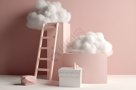 粉色房间内的云朵图片