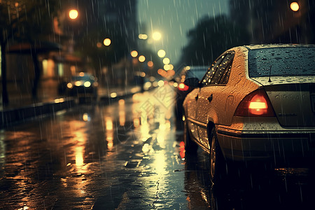 雨中的城市街头图片