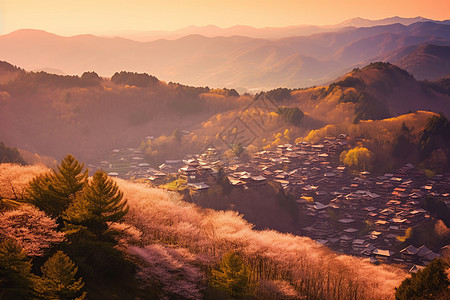 静谧的山中乡村图片